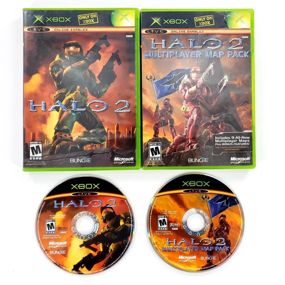 Halo 2 & Halo 2 Multiplayer Map Pack Microsoft Xbox No Manual Tested & Works